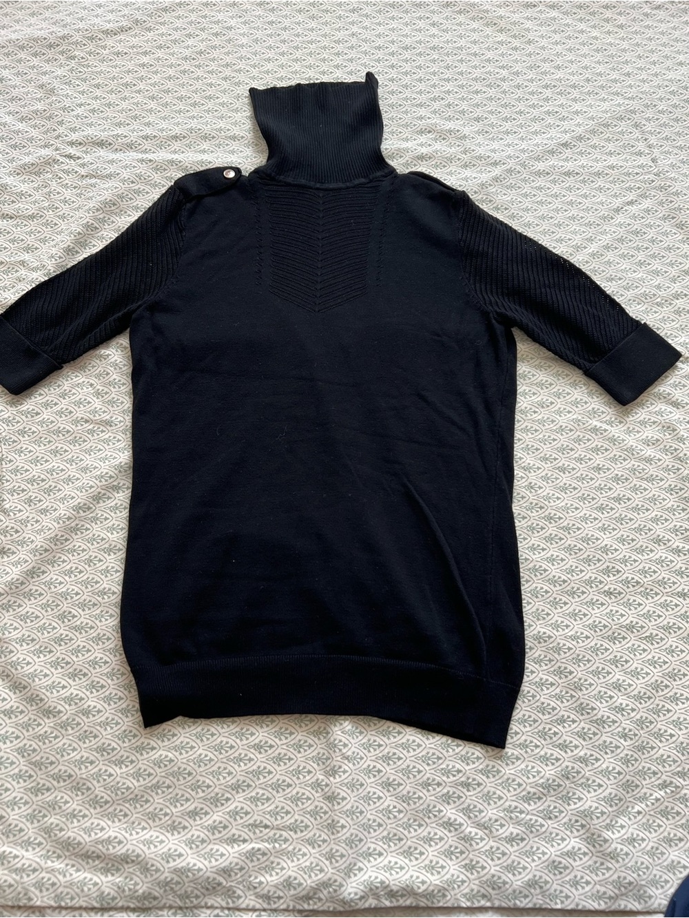 White House Black Market Black Ribbed Turtleneck Sweater Top